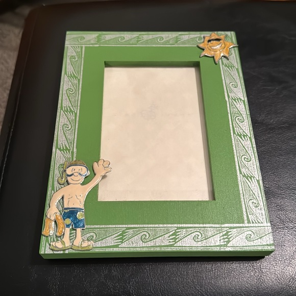 Other - Vintage green surfer beach boy hand painted wooden 4x6 picture photo frame